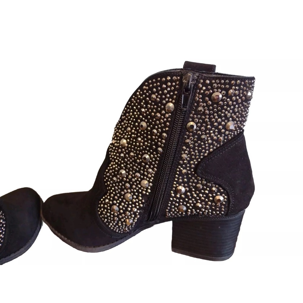 Black Rhinestones Cowboy Booties - Picture 5 of 10
